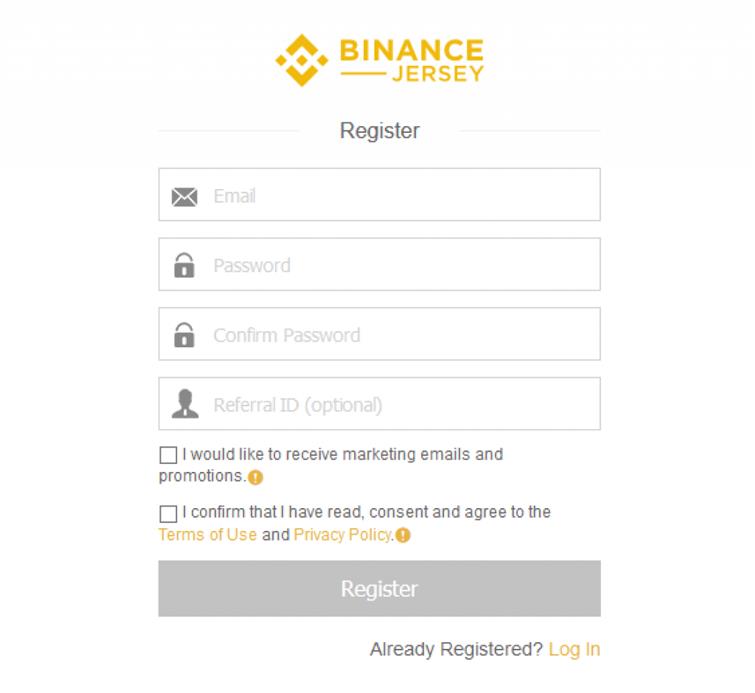 Binance-Jersey-registrering