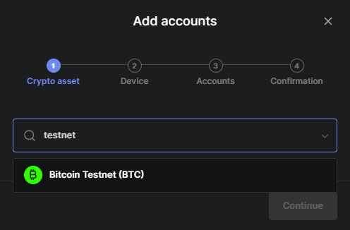 účtovná kniha BTC testnet