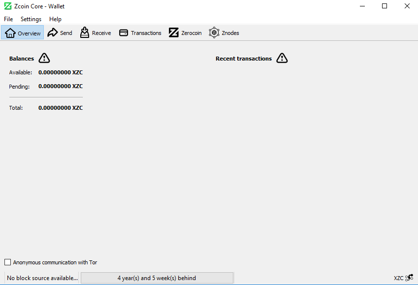 การอัปเดตกระเป๋าเงินหลักของ Zcoin