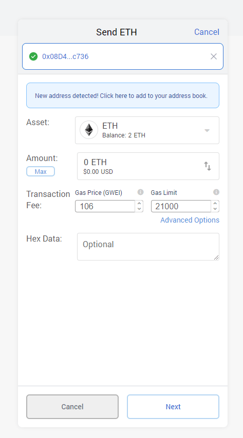 ส่งโทเค็น eth