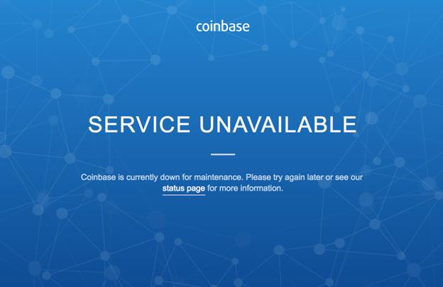 Coinbase stilleståndsmeddelande