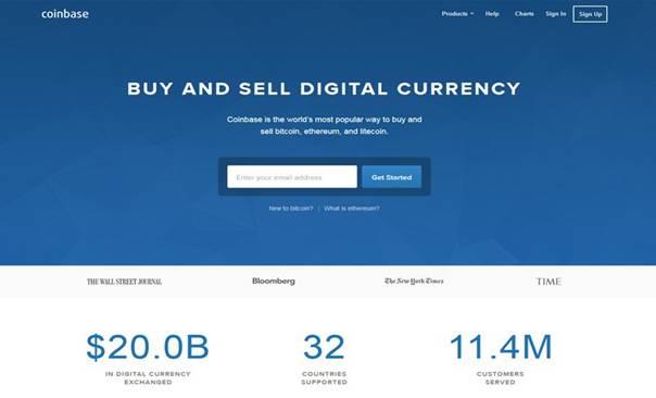 Coinbase hemsida