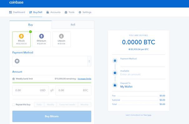 Giao diện người dùng Coinbase