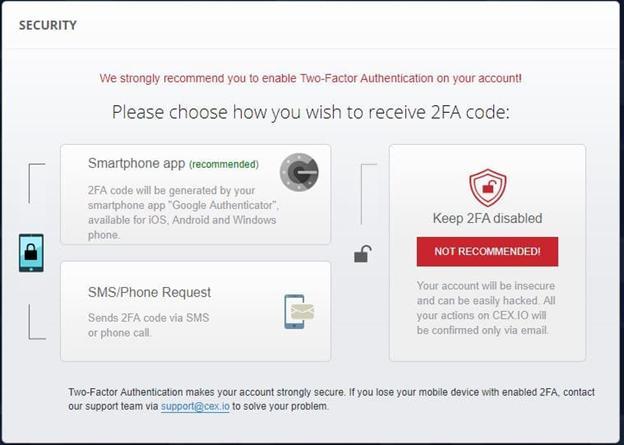 Cex.io säkerhet