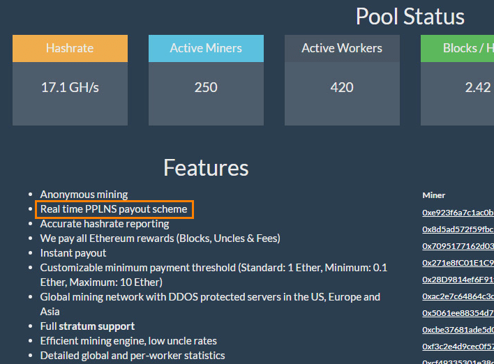 ETH pool PPLNS platba