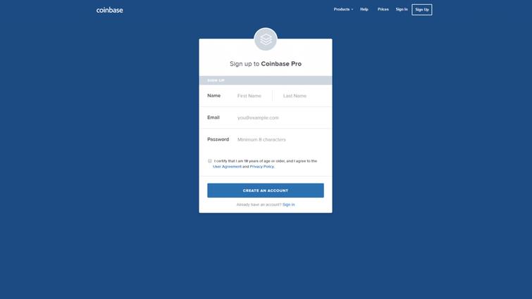 sign + up + sida coinbase pro