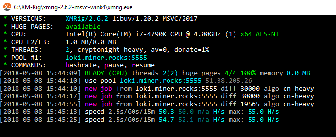 Centrālā procesora ieguve ar XMRig