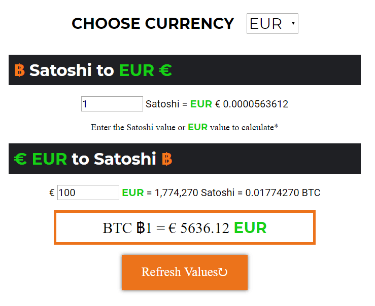 Satoshi cenu kalkulators